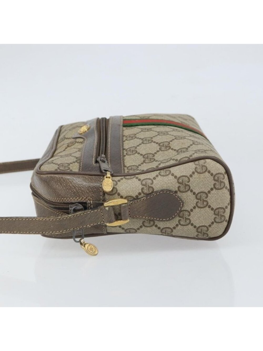 Authentic GUCCI GG Supreme Web Sherry Line Bag PVC Beige Gold 24 02 005 - Picture 11 of 16